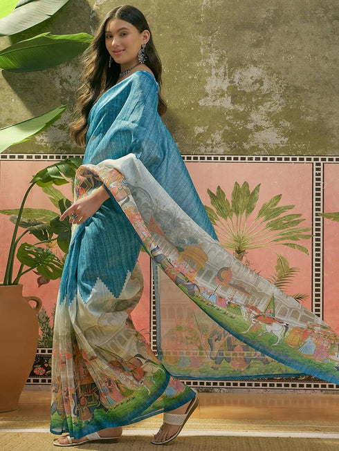 Vasthrlay Printed White1 White Saree