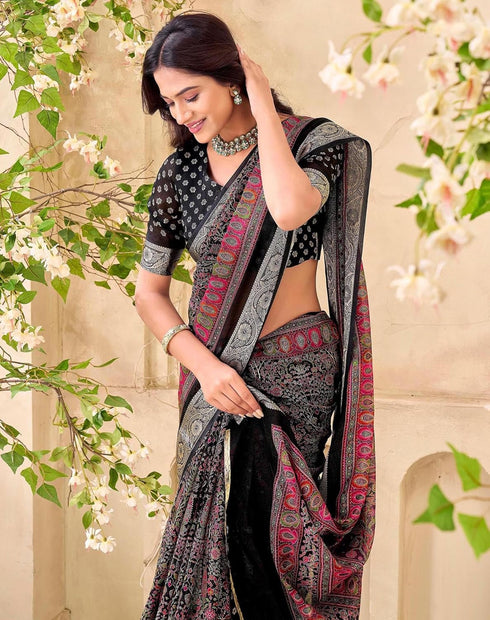 Vasthrlay Georgette Weaving Yellow Saree