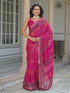 Vasthrlay Georgette Bandhani Unstitched Pink Saree