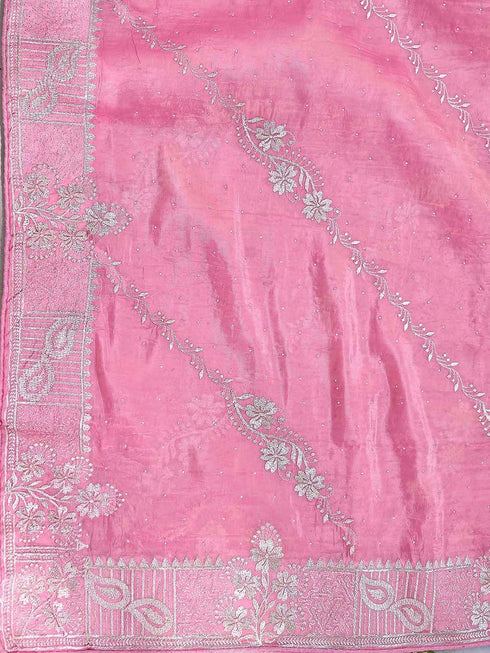 Vasthrlay Scalloped Embroidery Mustard Mustard Yellow Saree