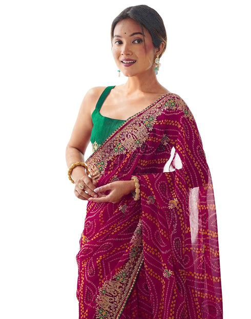 Vasthrlay Georgette Embroidery Red1 Red Saree