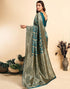 Vasthrlay Womens Banarasi Unstitched Olive Green Saree