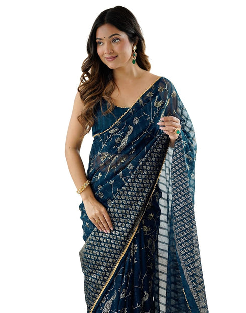 Vasthrlay Georgette Weaving Unstitched Red Saree