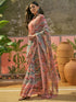 Vasthrlay Shimmer Georgette Multicolour Saree With Unstitched Blouse Piece