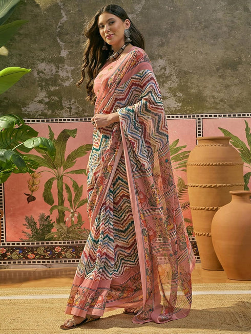Vasthrlay Georgette Light Turquoise Saree