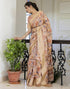 Vasthrlay Womens Striped Unstitched Dusty Pink Saree
