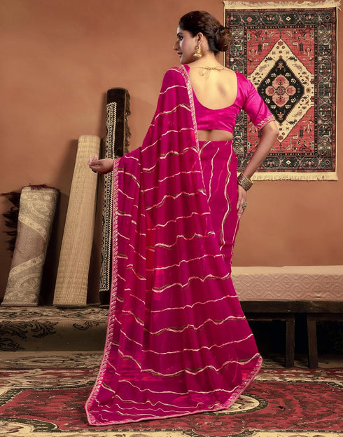Vasthrlay Georgette Embroidery Unstitched Pink Saree