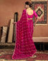 Vasthrlay Georgette Embroidery Pink Saree With Unstitched Blouse Piece