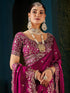Vasthrlay Scalloped Embroidery Unstitched Rani Pink Saree