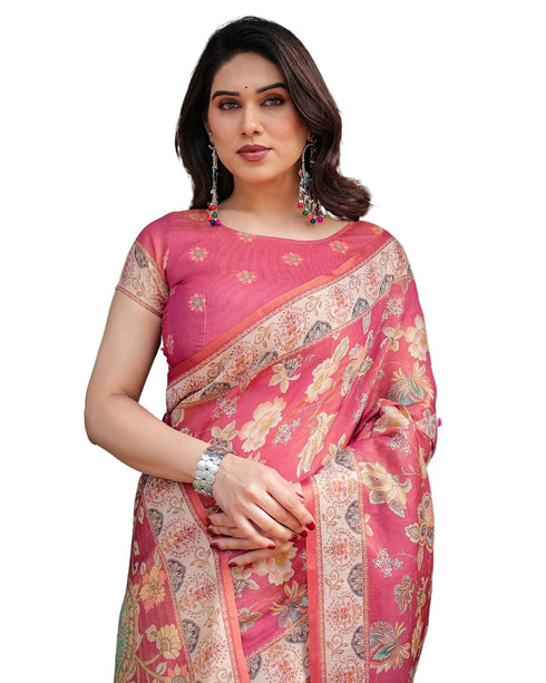 Vasthrlay Handloom Tassels Botanical Saree