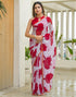 Vasthrlay Chiffon Blouse Red Saree With Unstitched Blouse Piece
