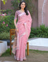 Vasthrlay Womens Printed Unstitched Dark Green Saree