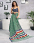 Vasthrlay Womens Printed Unstitched Green Saree