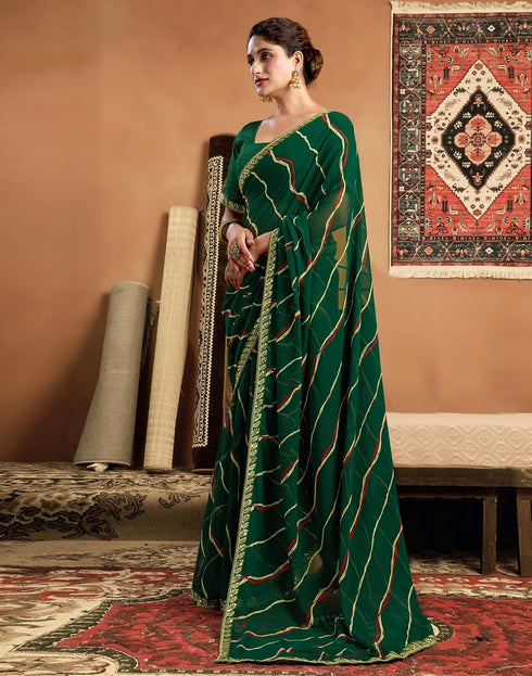 Vasthrlay Georgette Embroidery Unstitched Pink Saree