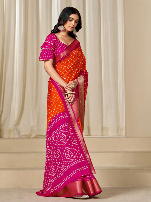 Vasthrlay Bandhani Border Saree