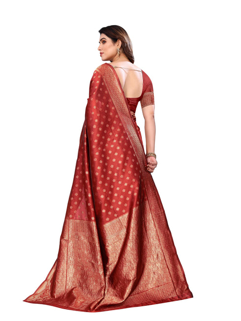 Vasthrlay Pink Kanjivaram Unstitched Saree