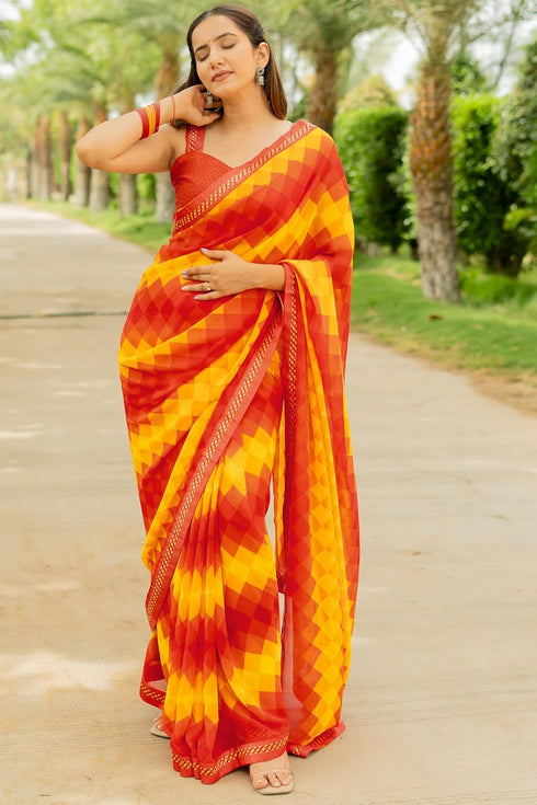 Vasthrlay Fashion Georgette Geometric Green Ethnic Wear