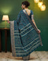 Vasthrlay Bandhani Printed Rama Blue Saree With Unstitched Blouse Piece