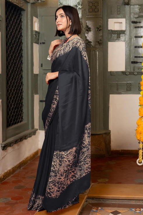 Vasthrlay Fashion Chiffon Abstrect Printed Ethnic Wear