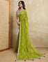 Vasthrlay Georgette Bandhani Green Saree With Unstitched Blouse Piece
