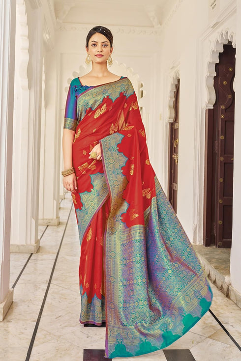 Vasthrlay Banarasi Rich Redfirozi Ethnic Wear