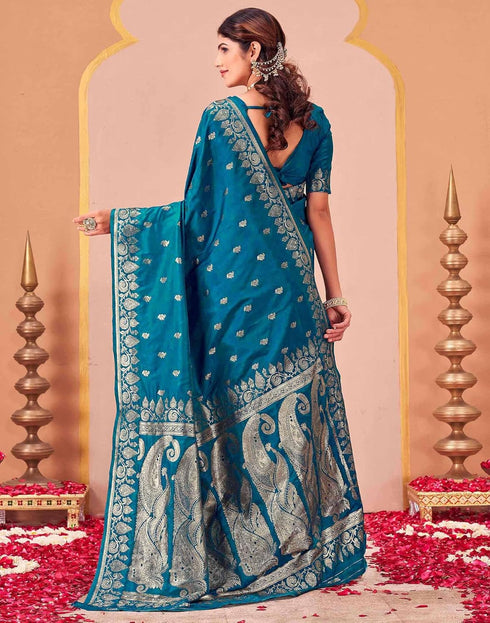 Vasthrlay Kanjivaram Jacquard Unstitched Mustard Saree
