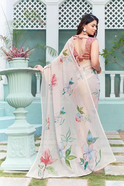 Vasthrlay Georgette Sequence Pink Ethnic Wear