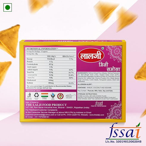 Lalji Foods Mini Samosa| Crispy and Flavorful Bite
