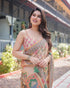 Vasthrlay Turquoise Embroidery Traditional Saree