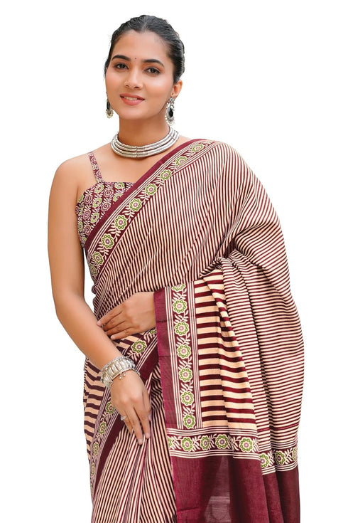 Vasthrlay Fashion Stripes Printed Ethnic Wear