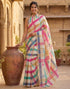Vasthrlay Chanderi Printed Unstitched Beige Saree