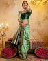 Vasthrlay Jacquard Banarasi Unstitched Mustard Saree