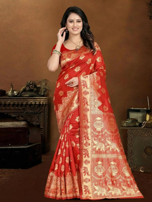 Vasthrlay Banarasi Traditional Unstitched Saree