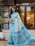 Vasthrlay Womens Printed Unstitched White Saree