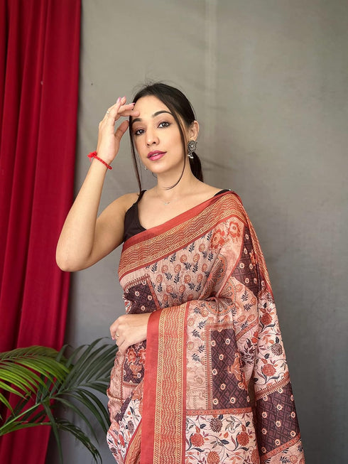 Vasthrlay Cotton Kalamkari Printed Ethnic Wear