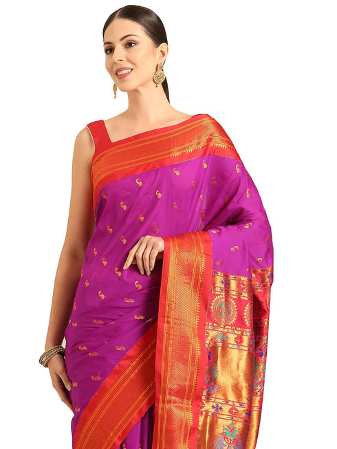 Vasthrlay Paithani Purple Saree
