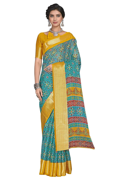 Vasthrlay Organza Bandhani Green Ethnic Wear