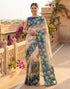 Vasthrlay Womens Printed Unstitched Navy Blue Saree