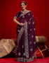 Vasthrlay Embroidery Scalloped Unstitched Maroon Saree