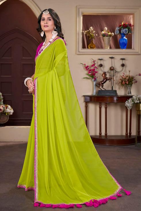 Vasthrlay Georgette Pumpum Green Ethnic Wear