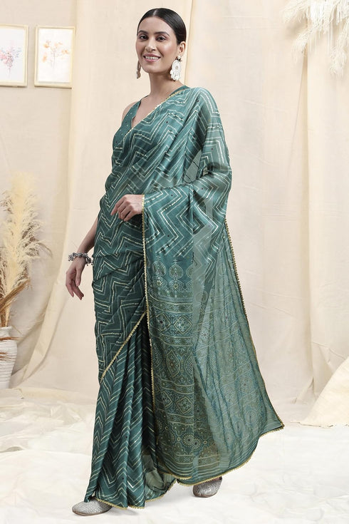 Vasthrlay Fashion Chiffon Chevron Printed Ethnic Wear