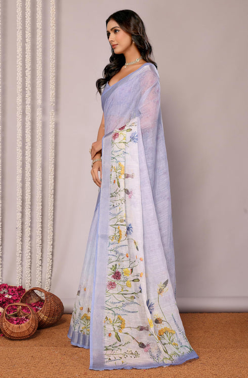Vasthrlay Lavender Printed Saree