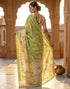 Vasthrlay Womens Printed Unstitched Navy Blue Saree