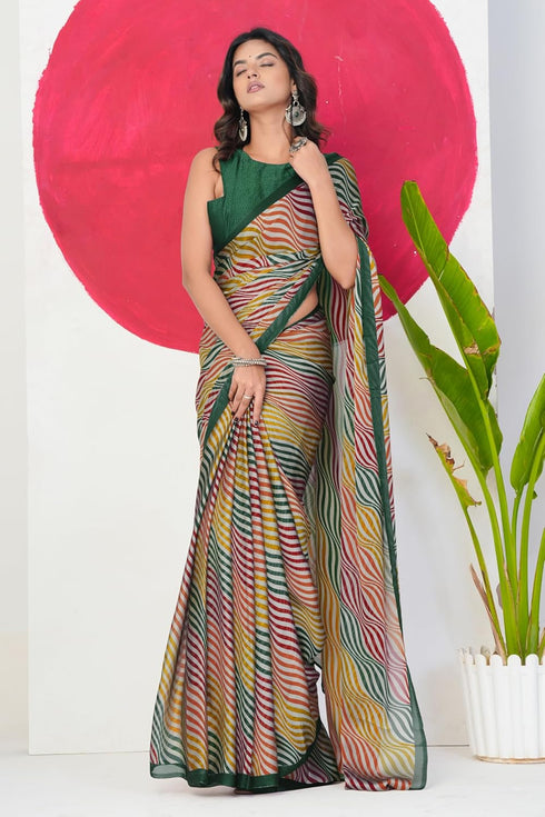 Vasthrlay Fashion Chiffon Georgette Teal Ethnic Wear