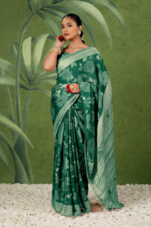 Vasthrlay Fashion Chiffon Georgette Green Ethnic Wear