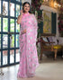 Vasthrlay Georgette Printed Pink Saree With Unstitched Blouse Piece