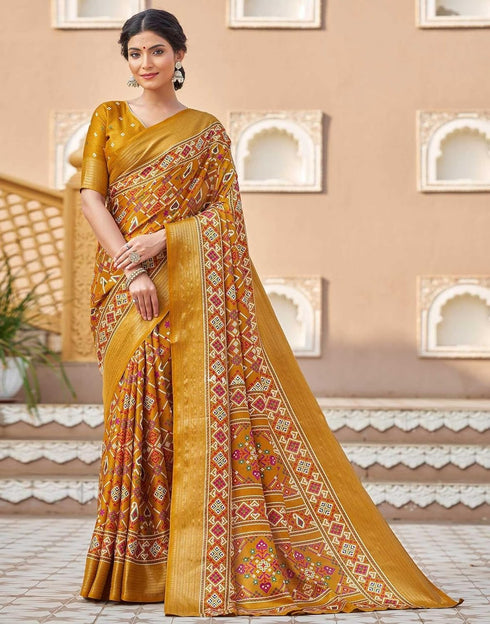 Vasthrlay Printed Traditional Patola Inspired Navyblue