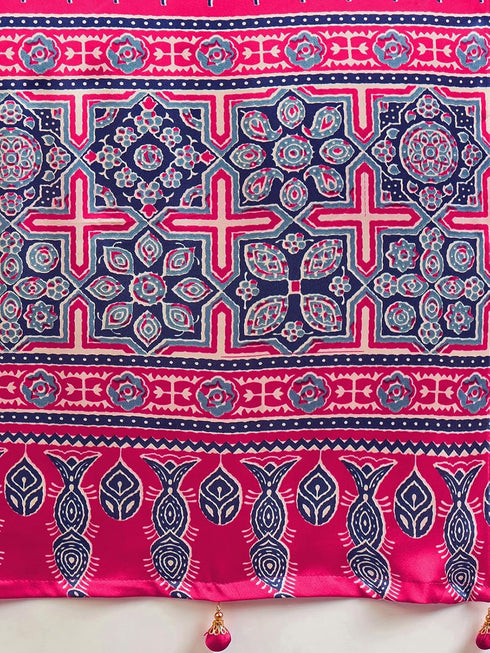 Vasthrlay Printed Tassels Cream Saree