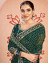 Vasthrlay Embroidery Bandhani Unstitched Rama Green Saree