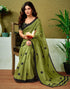 Vasthrlay Chanderi Printed Unstitched Blue Saree